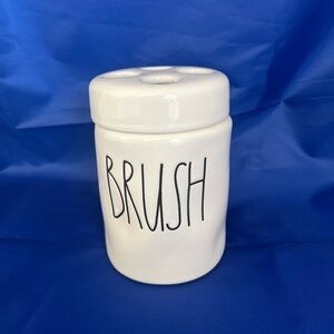 Rae Dunn Brush Holder with Lid | Ceramic Organizer with Holes | Farmhouse Decor